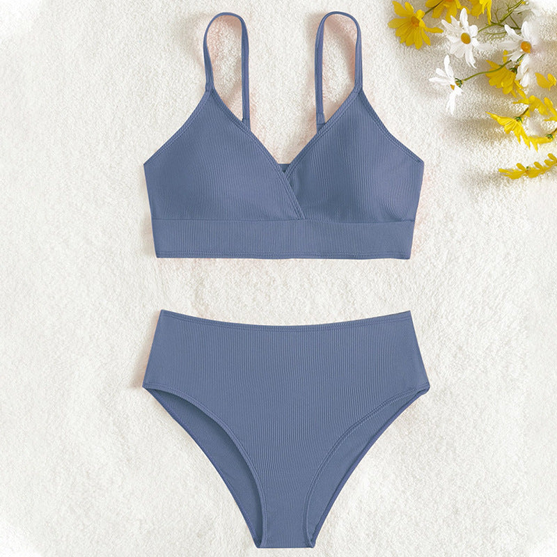 Ensemble bikini femme berg-feldt avec design côtelé élégant et taille haute