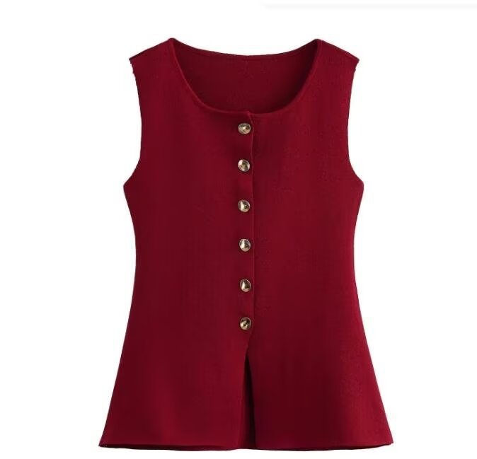 Women's Ribbed Knit Button Tank Top by berg-feldt