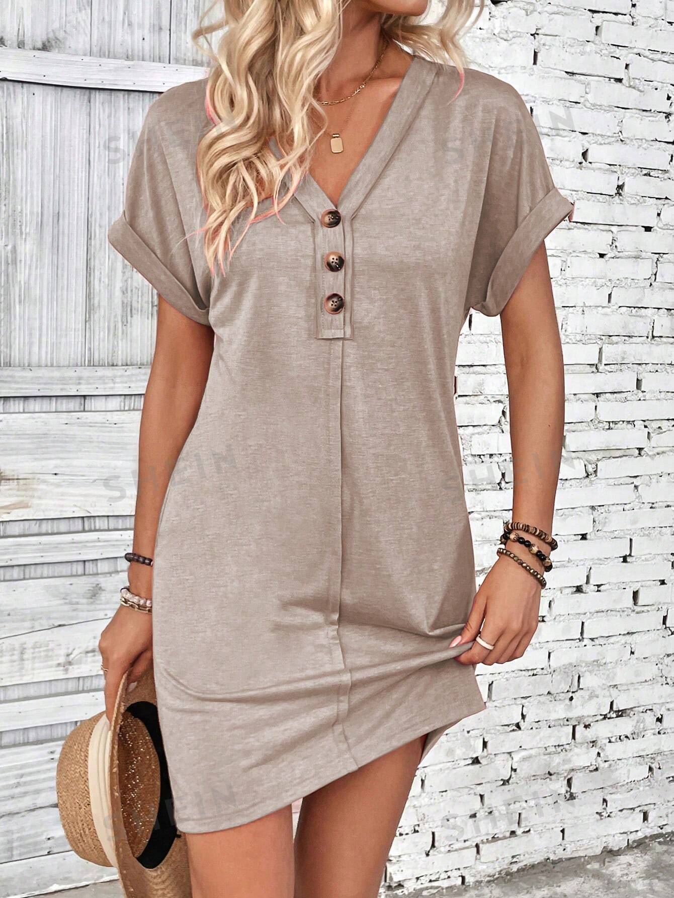 Robe chemise décontractée pour femme avec patte de boutonnage et manches retroussées de berg-feldt