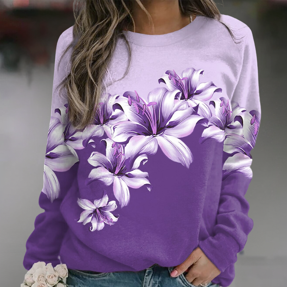 Berg-Feldt | Sweatshirt Weiches Atmungsaktives Material Bequeme Passform Floral Print Lange Ärmel