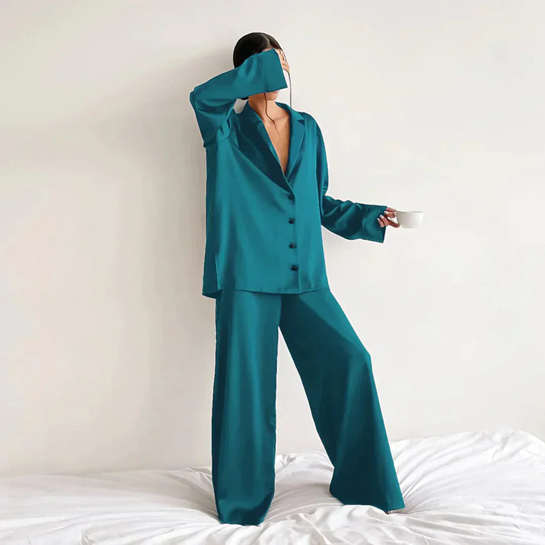 Berg-Feldt | Satin PyjamA-Satz mit Weitem Hose