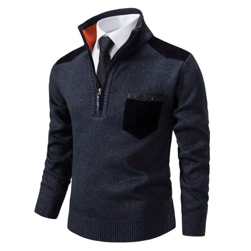 Pull col roulé zippé homme