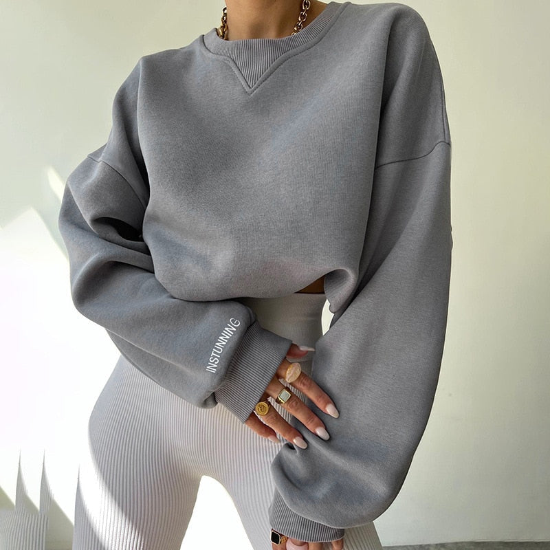 Sweat-shirt ras du cou oversize à manches longues Fudus