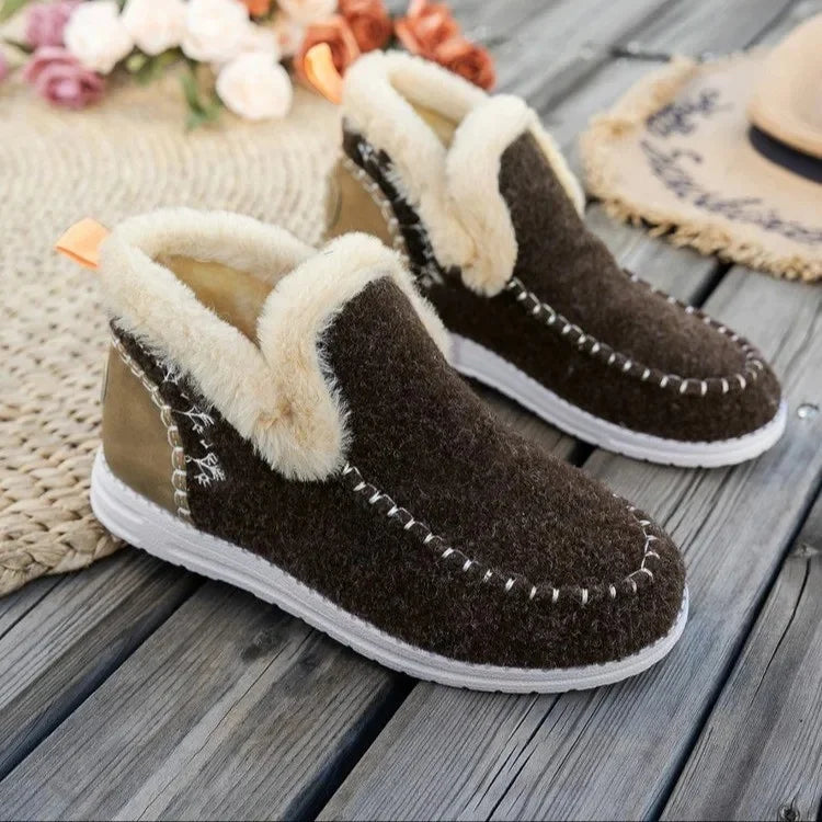 Berg-Feldt | Knöchelstiefel – Filz-Obermaterial – Faux-Fur-Futter – Slipper – Lässiger Schnitt