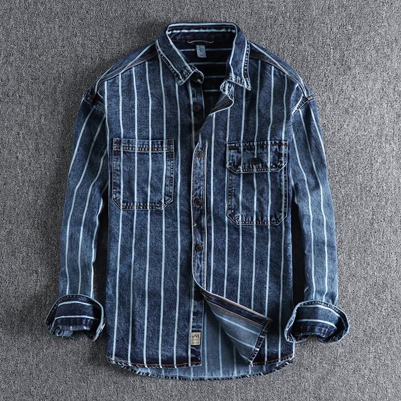 Modern gestreiftes Jeanshemd - Lars