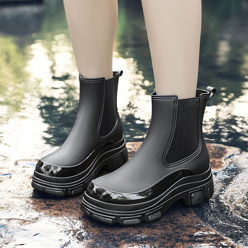 Berg-Feldt | Kurze Gummistiefel – Wasserdicht – Slip-On – Elastische Einsätze – Grip-Sohle