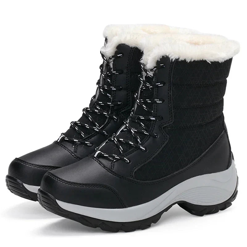Berg-Feldt | Plattform Outdoor Schnee Stiefel mit Fleece Warmen Knöchel Keil