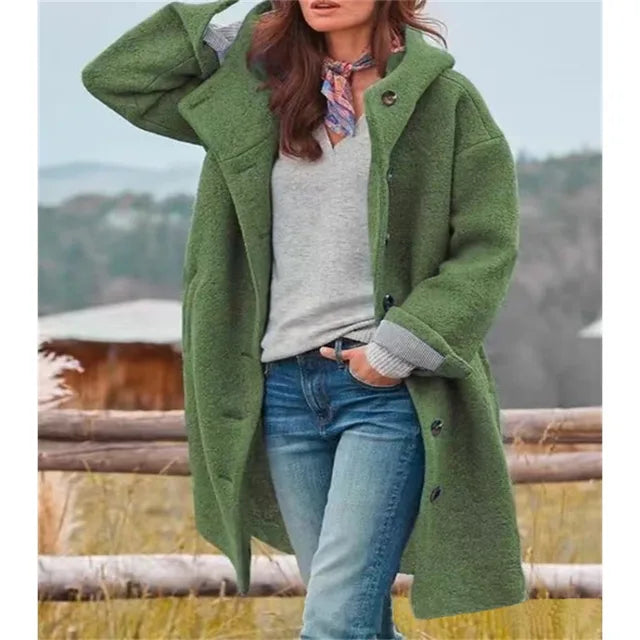 Berg-Feldt | Übergrobe Bouclé-Jacke mit Knopfverschluss