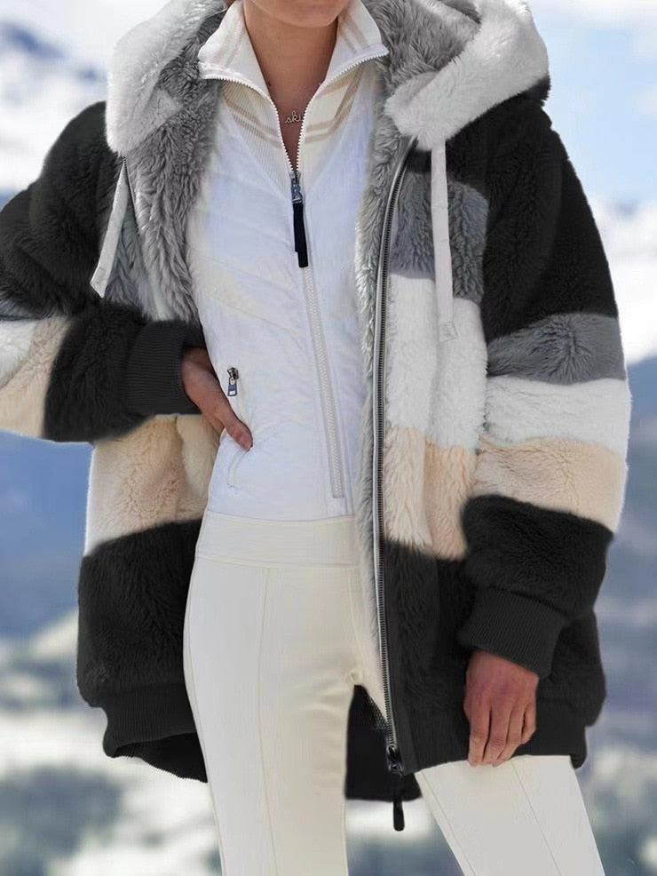 Berg-Feldt | Strick Teddyjacke mit Kapuze Polyester Weich, Warm