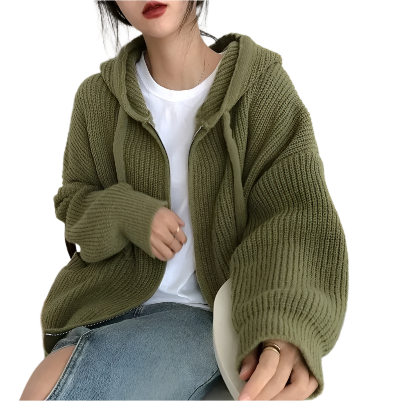 Berg-Feldt | Oversized Strick Damenpullover mit Reißverschluss