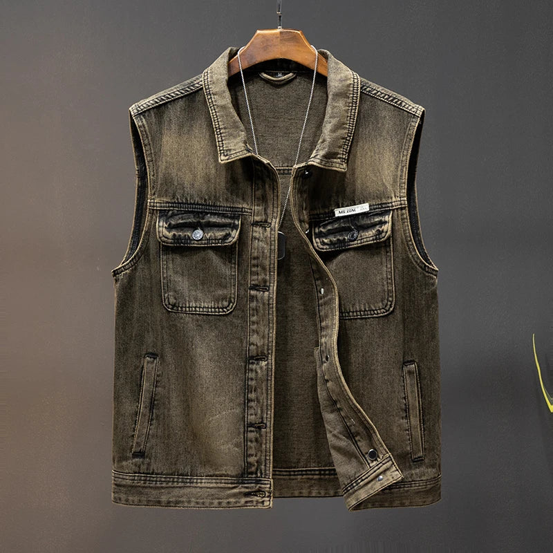 Berg-Feldt Herren Jeansweste im Retro-Stil