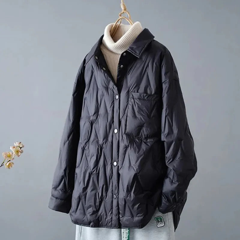 Berg-Feldt | Gestepptes Shirt-Jacke - Lockere Passform - Knopfverschluss - Leichtes Layering-Stück