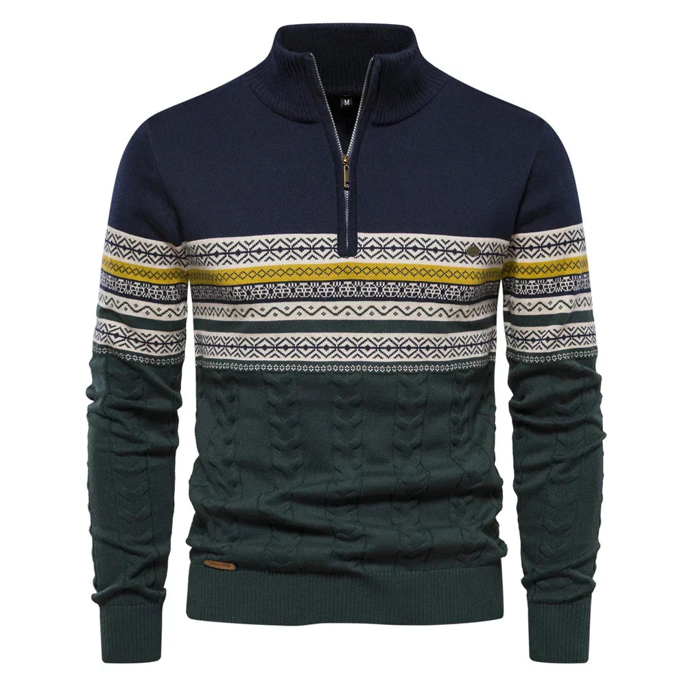 Pull-over d'hiver pour hommes à manches longues et fermeture éclair