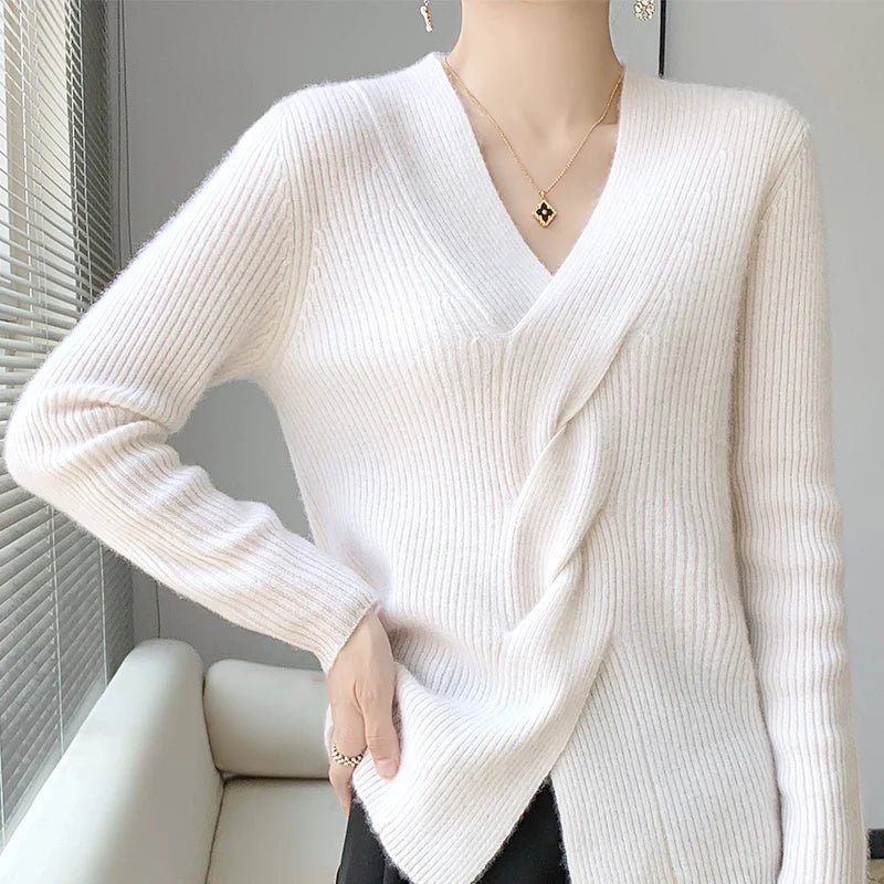 Berg-Feldt | Pullover aus mit gedrehtem V-Ausschnitt für Damen