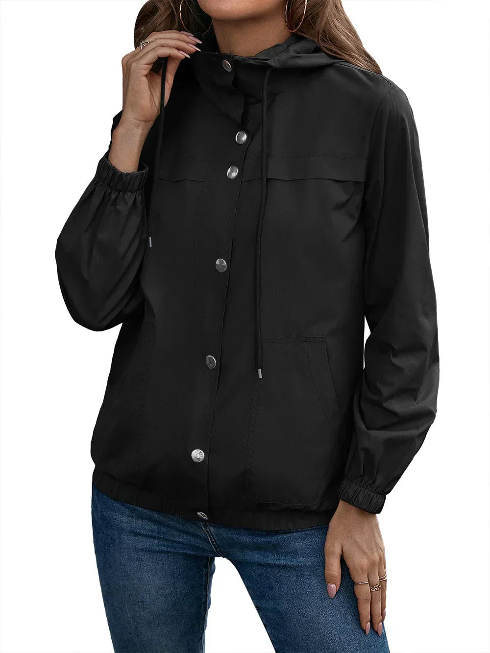 Berg-Feldt | Femme à Capuche Imperméable Trench-coat Manches Longues