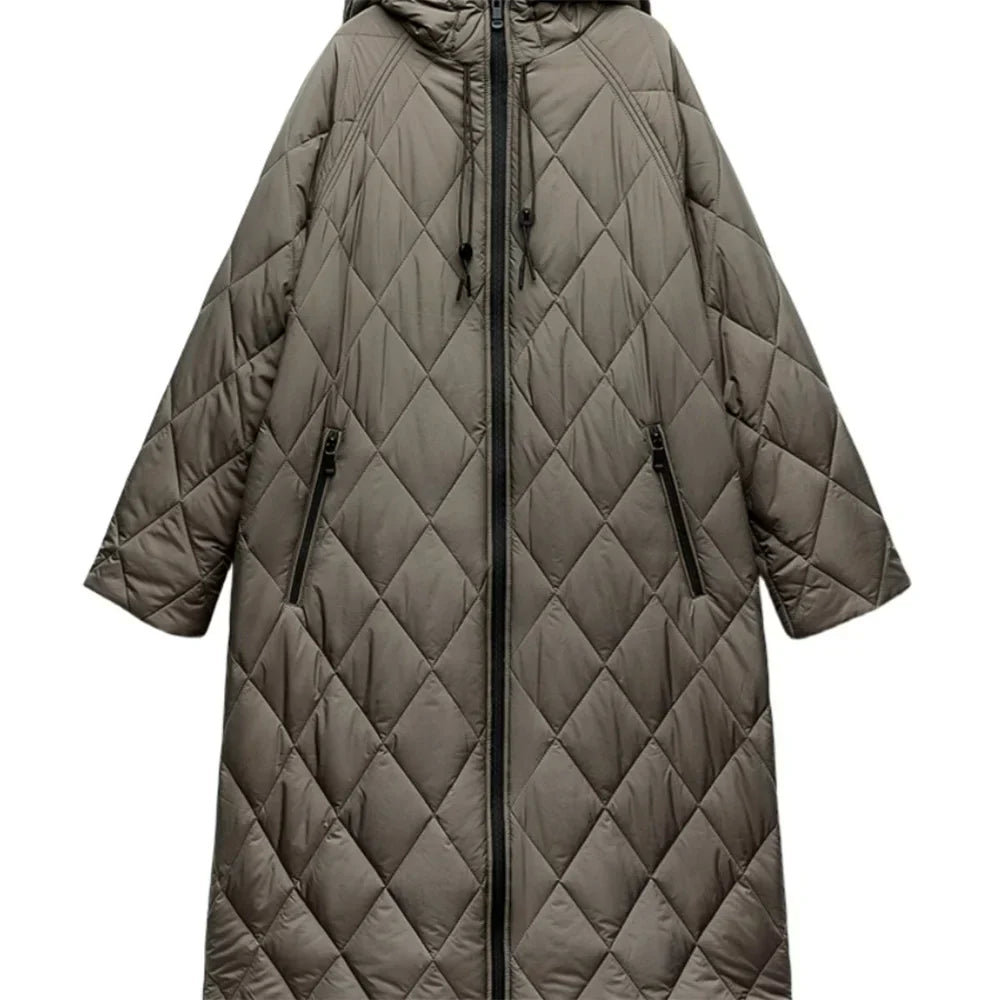 Berg-Feldt | Lange Steppjacke mit Verstellbarer Kapuze für Frauen Ideal für Den Winter