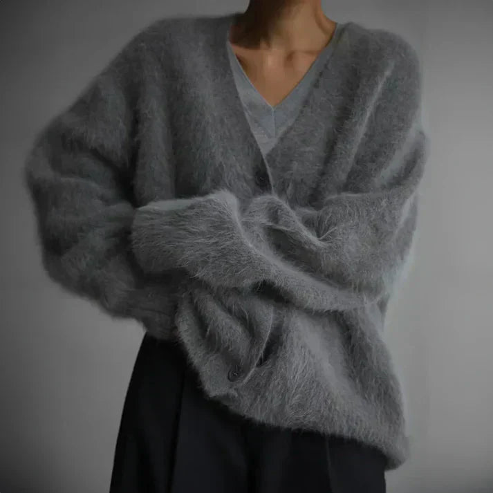 Berg-Feldt | Fluffy Cardigan mit Knöpfen Weich und Warm Lässige Eleganz