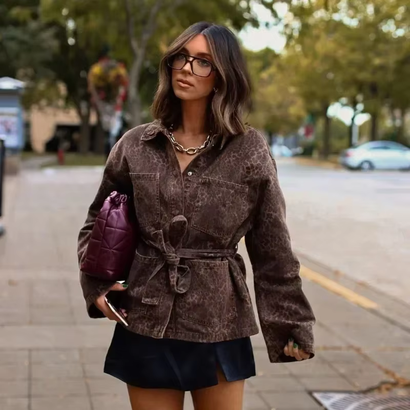 Berg-Feldt | Jeansjacke mit Leopardenmuster