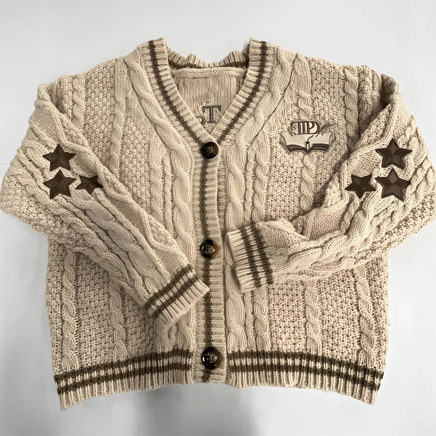 Berg-Feldt | Strickjacke mit Knopfleiste und Sternenmuster