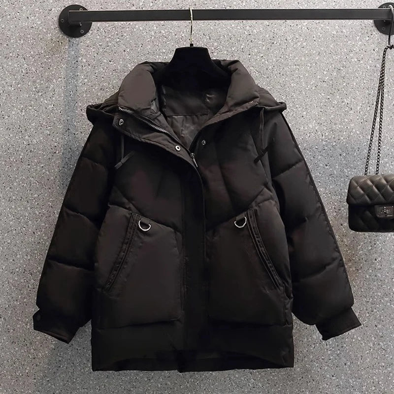 Berg-Feldt | Puffer Jacke - Übergröße Gesteppt Wärme - Kapuze Hoher Kragen - Reißverschlussverschluss