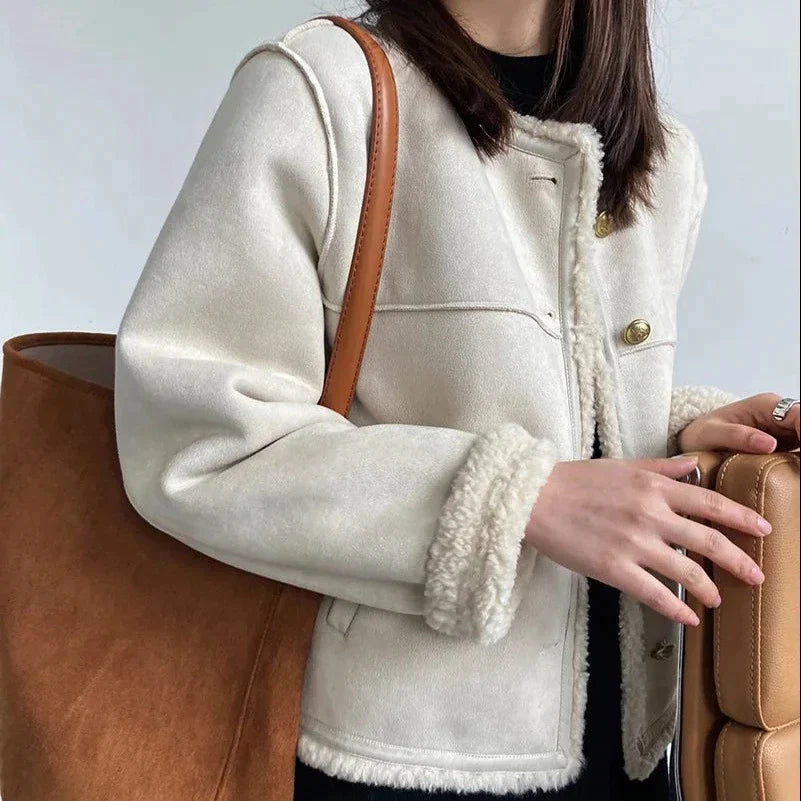 Berg-Feldt | Veste Sherpa Chaude Similicuir Confortable, Élégante