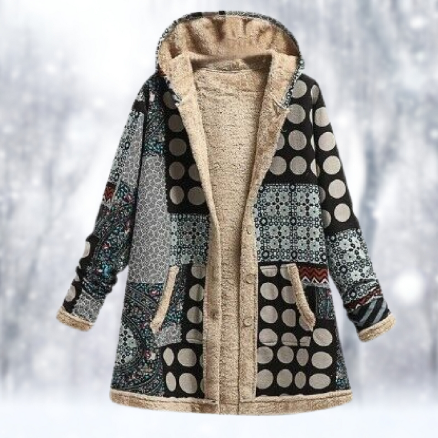 Berg-Feldt | Langer Fleece Mantel mit Kapuze