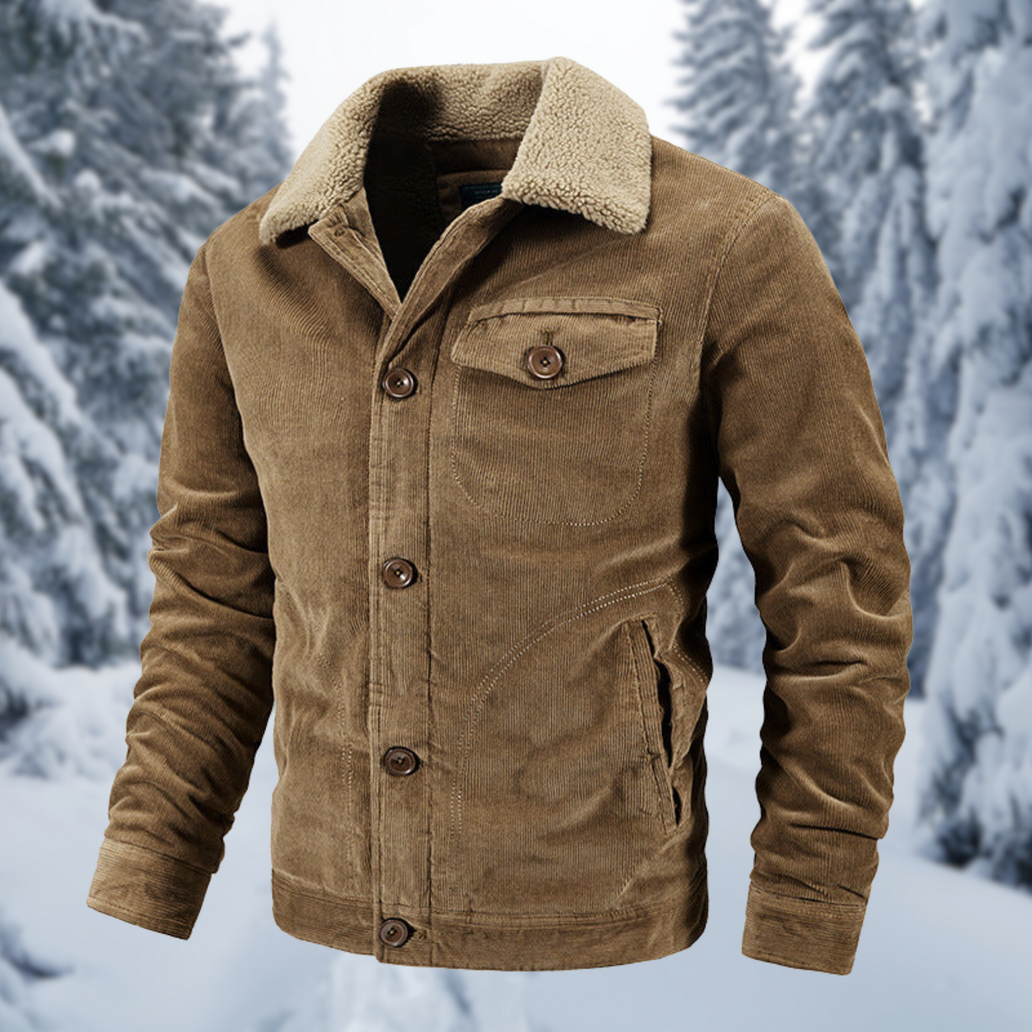 Berg-Feldt | Winter Coat with Fur Collar in Military Style