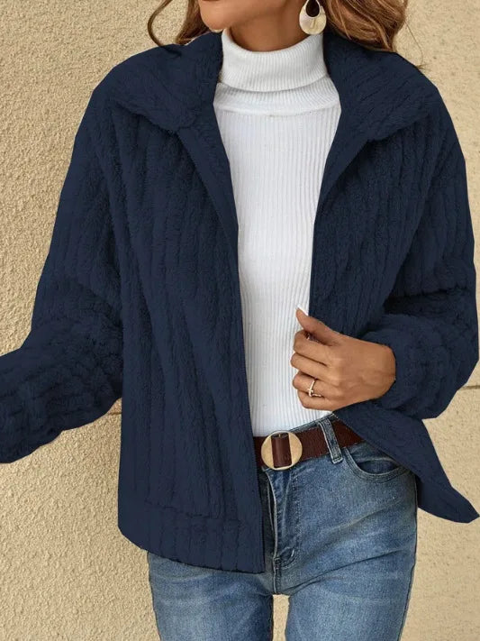 Berg-Feldt | Kurzjacke Plüsch Blau