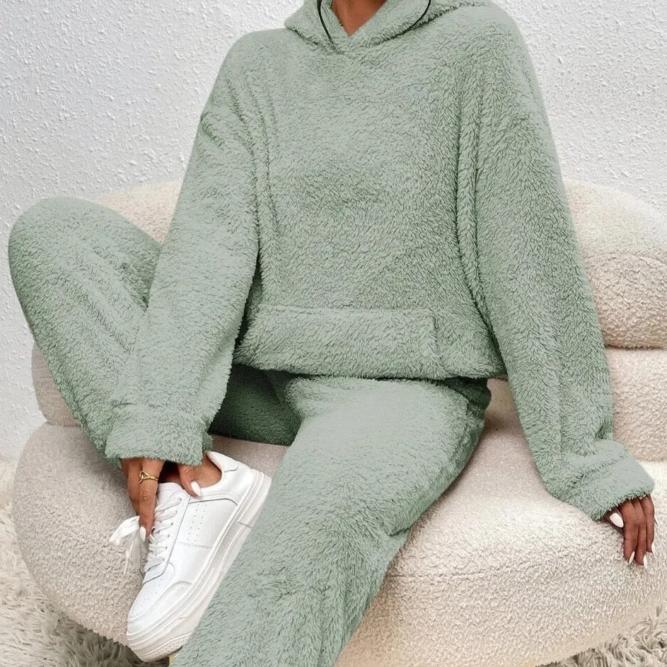 Berg-Feldt | Ensemble Loungewear Femme Doux en Molleton d'Ours en Peluche à Capuche