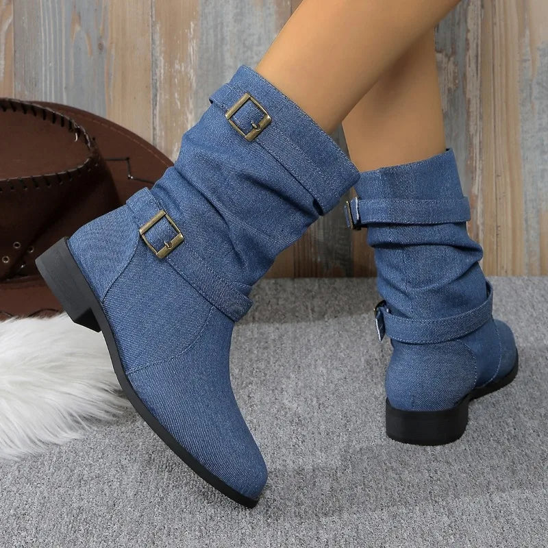 Berg-Feldt | Denim Schnallen-Stiefeletten