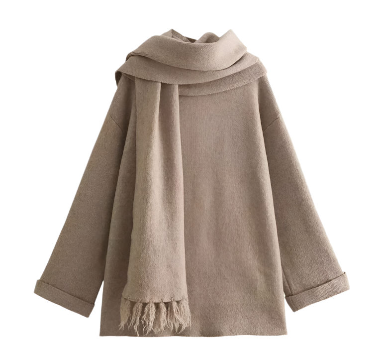 Berg-Feldt | Cardigan confortable pour femme avec écharpe intégrée