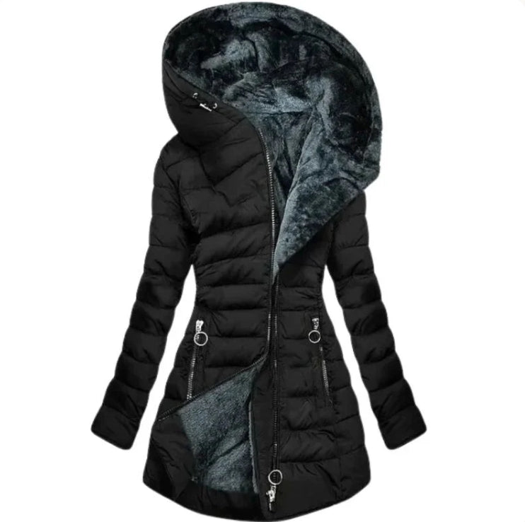 Berg-Feldt | Damen-Winterparka mit Reißverschluss und Kapuze und Tasche - Winter