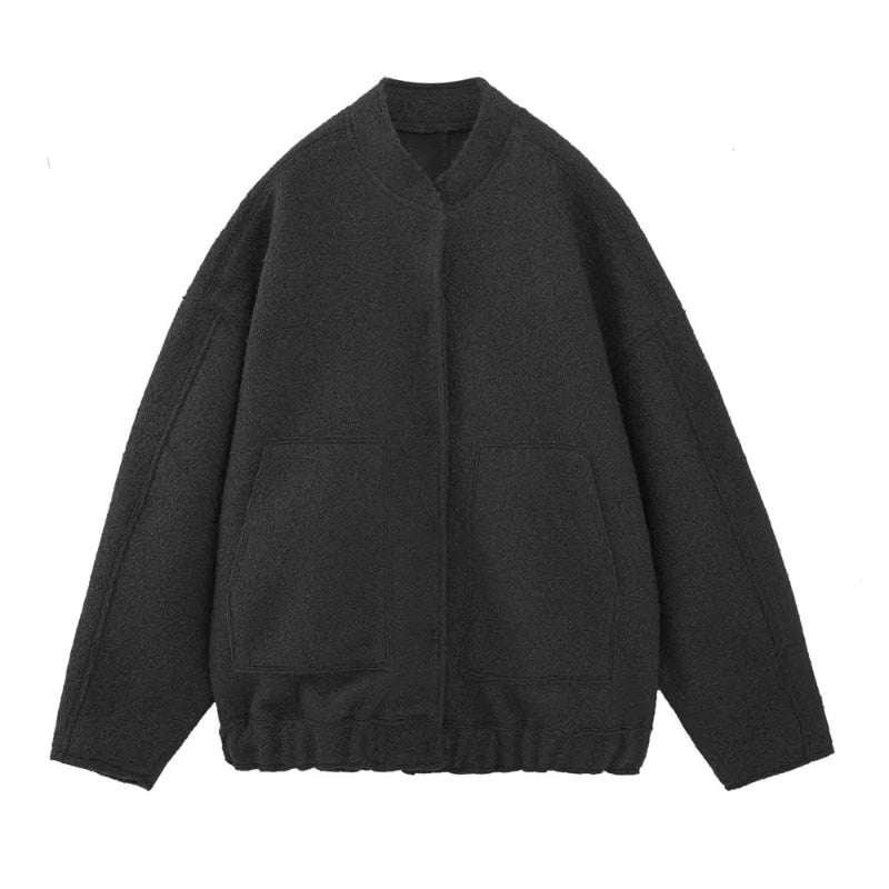 Berg-Feldt | Veste Longue Femme Coupe Oversize Manches Longues à Boutons Dissimulés