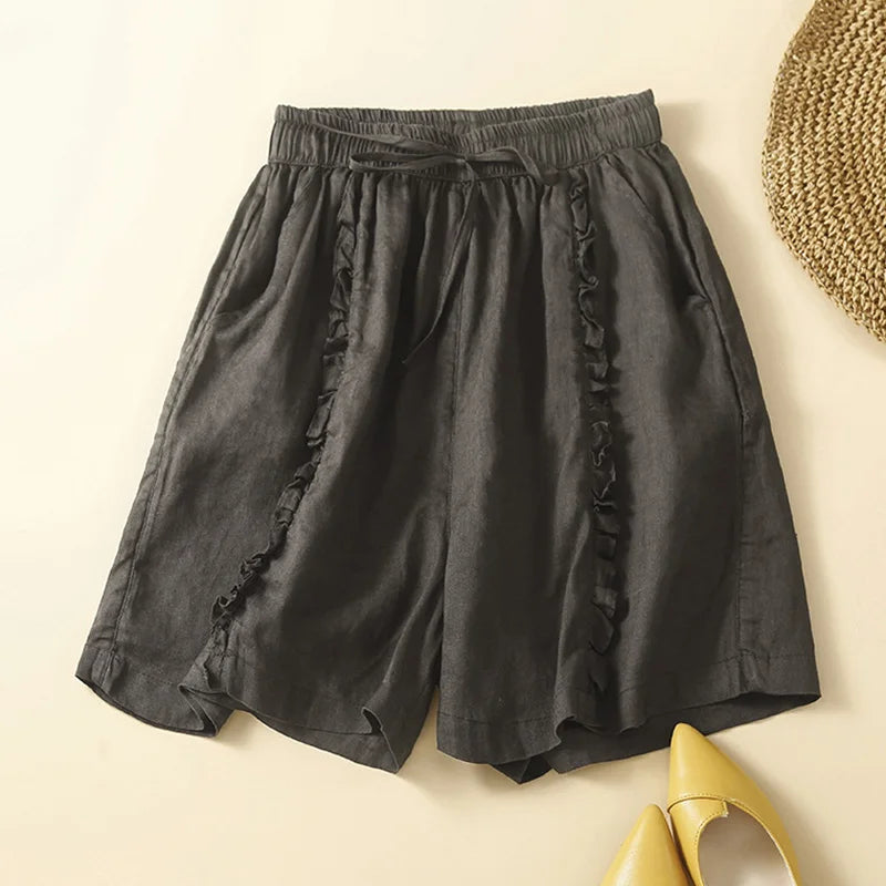 Shorts en coton et lin par Sylvie