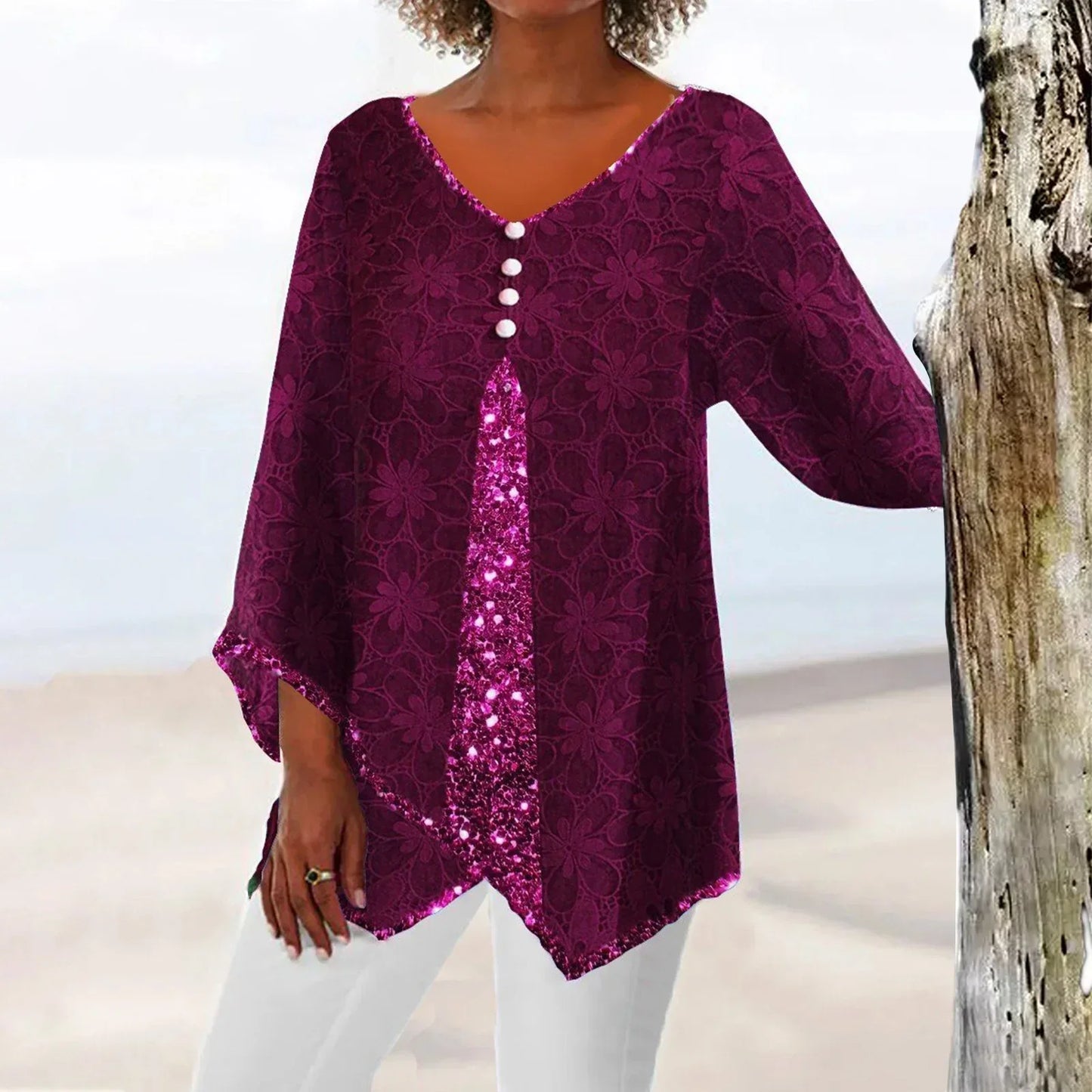 Berg-Feldt | Eleganter Weinlese Cardigan mit Übergroßem Blumenmuster