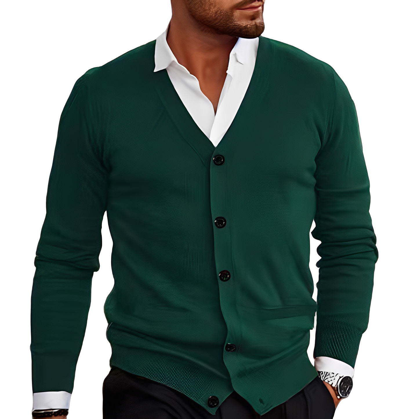 Berg-Feldt | Lässiger Baumwollcardigan mit Knöpfen für Herren