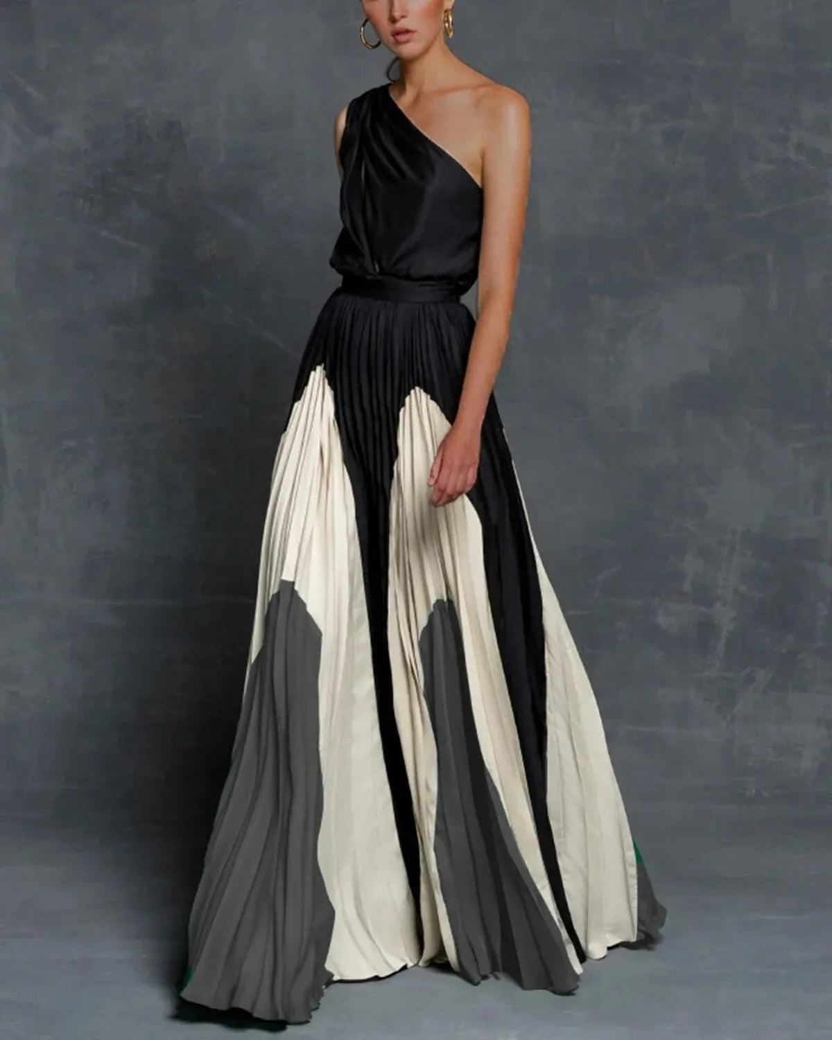 Robe longue Johanna asymétrique à une épaule