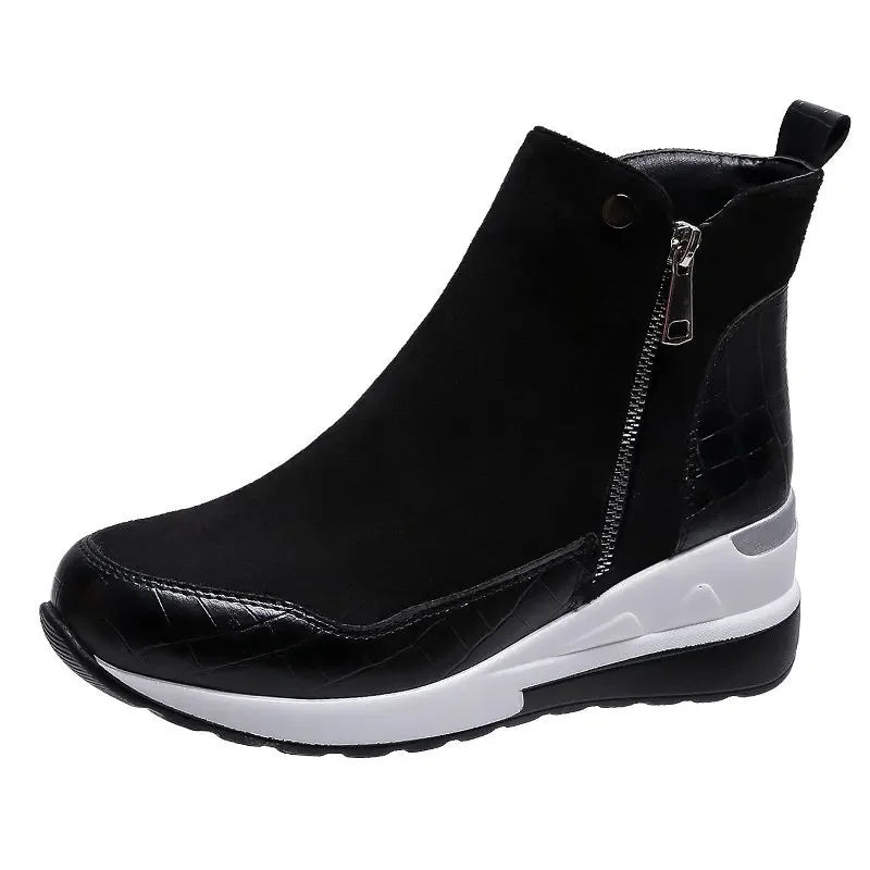 Berg-Feldt | Bottes de Neige Compensées d'Hiver à Semelle Épaisse en Coton