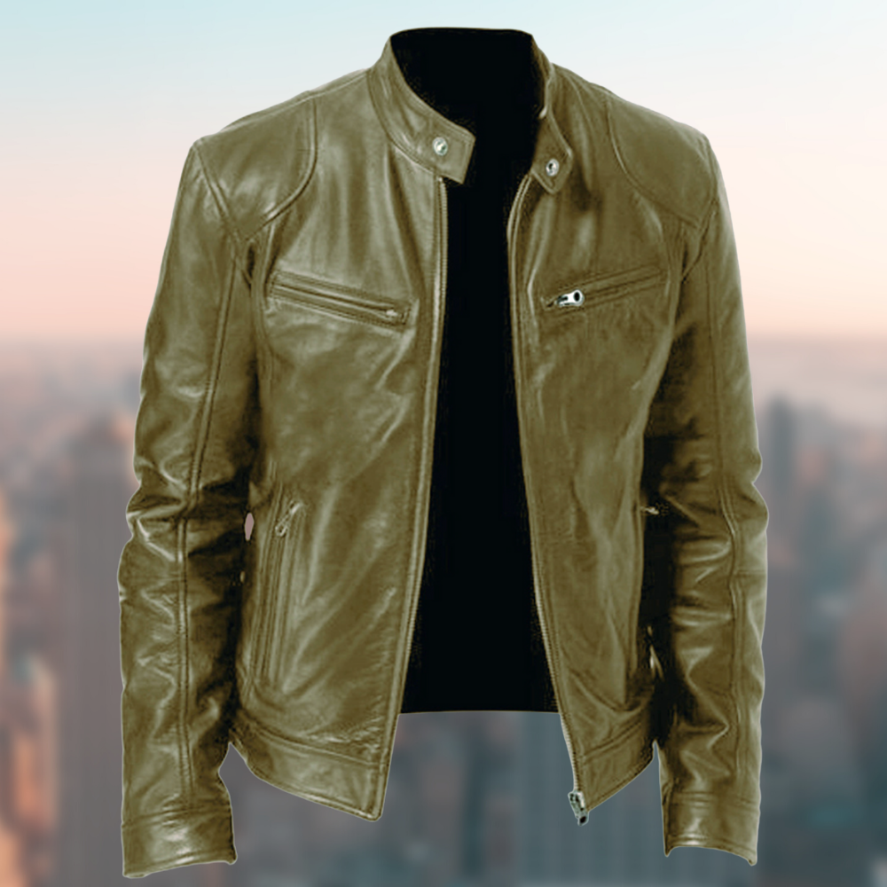 Blouson en cuir Carlo pour homme : Aspect vintage