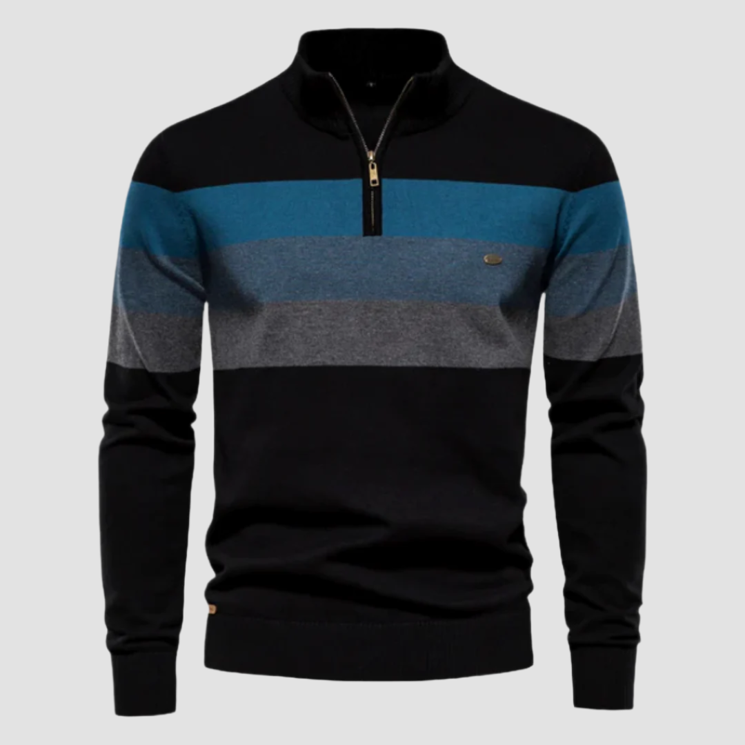 Pull-over rétro pour hommes avec demi-zip
