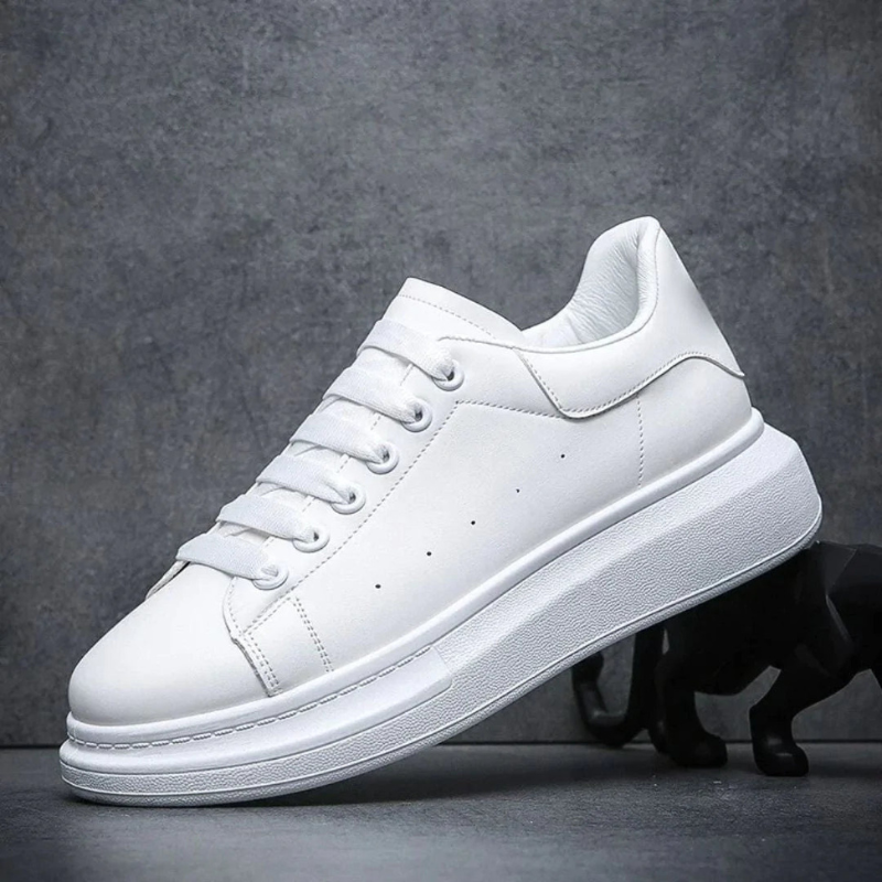 Baskets homme : Blanc avec talon noir