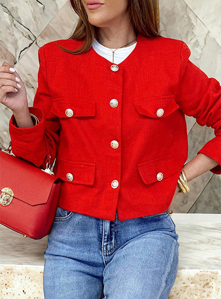 Berg-Feldt | Kurzgeschnittene Wolljacke Blazer mit Knopf und Taschen Detail