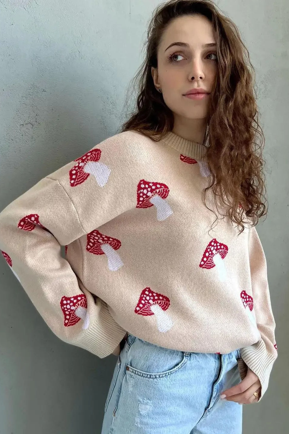 Berg-Feldt | Jacquard-Strickpullover mit Pilzmotiv