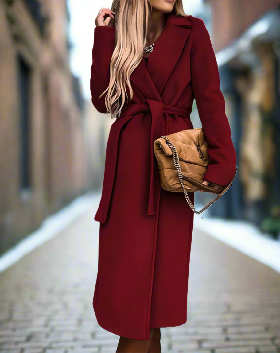 Berg-Feldt | Trenchcoat - Klassische Wollmischung - Bindegürtel - Elegante Taillierte Passform