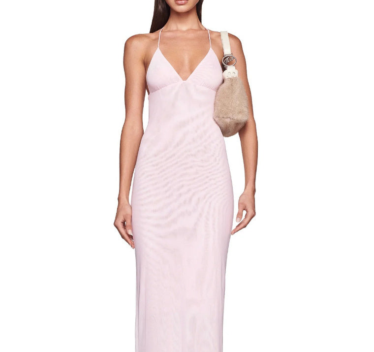 Robe Fudus à bretelles spaghetti et dos papillon, coupe ajustée, à imprimé floral