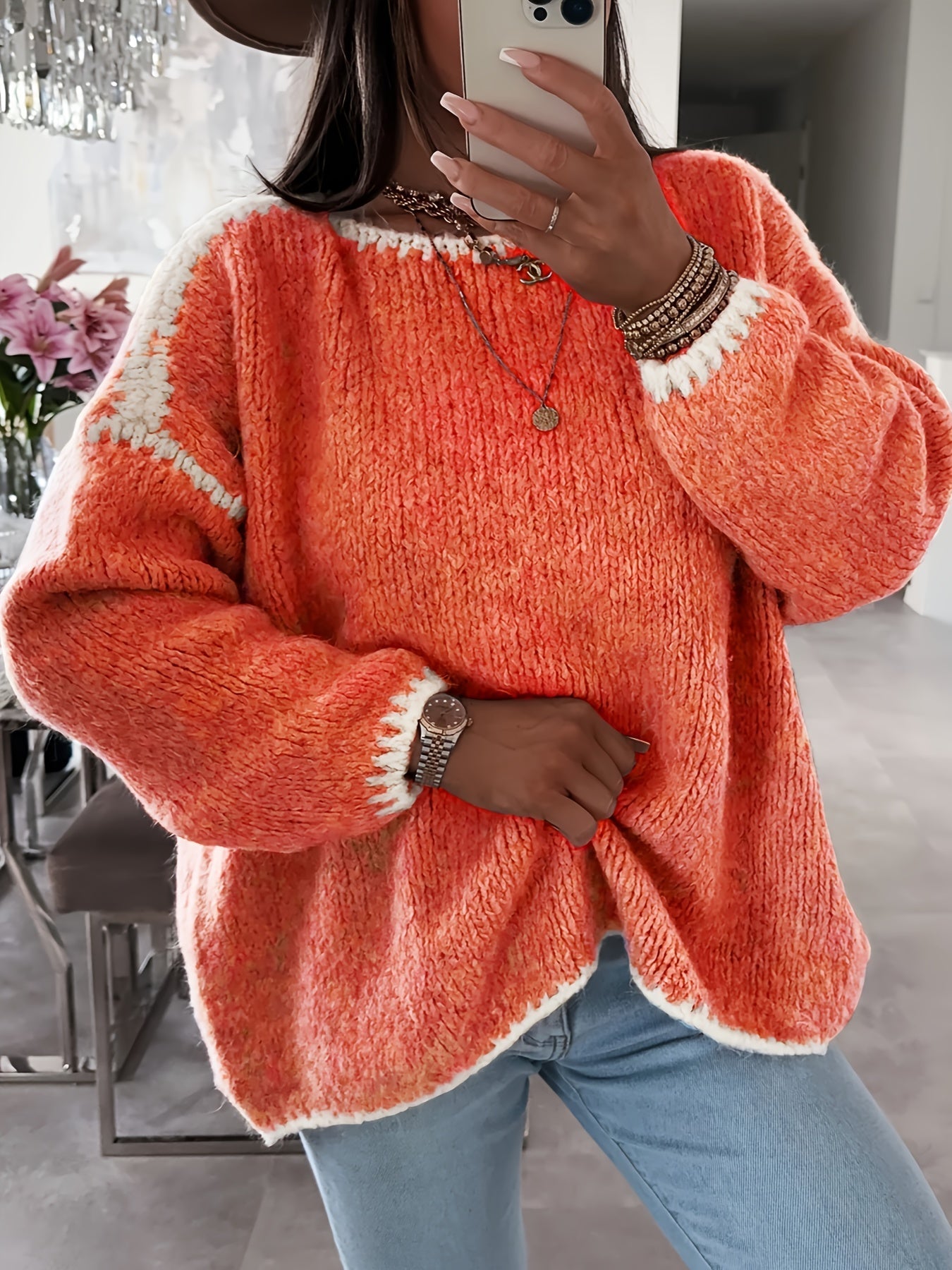Berg-Feldt | Lockere Strickpullover Weich und Gemütlich Einzigartige Häkel-details