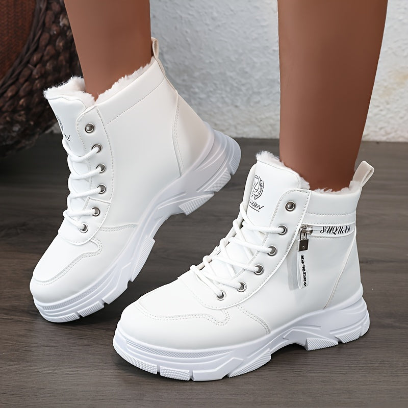 Bottines d'hiver pour femme avec doublure en fausse fourrure chaude et détail de fermeture éclair | Grandes tailles