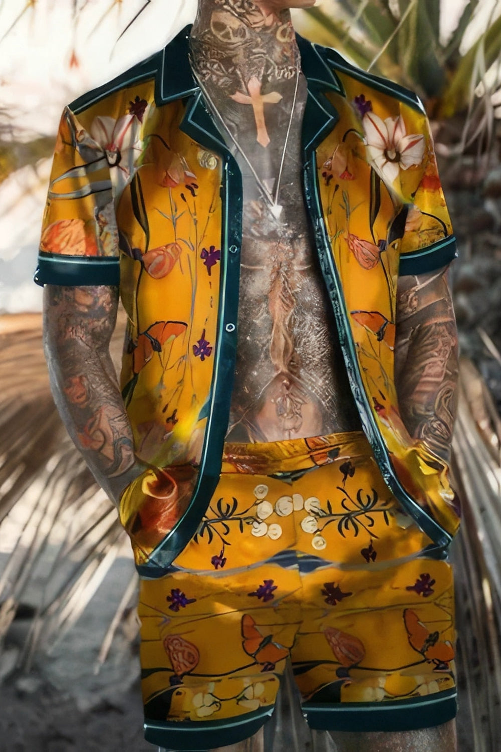 Ensemble chemise hawaïenne colorée par Theophil