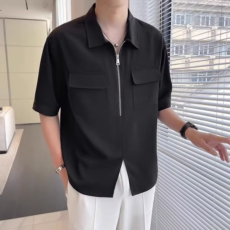 Chemise de travail Fudus à manches courtes avec demi-fermeture éclair