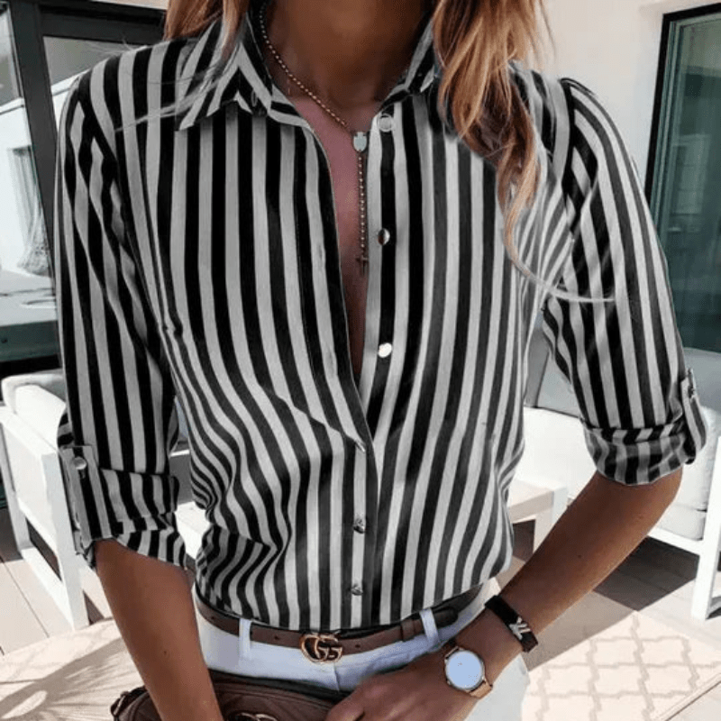 Berg-Feldt Women's Top: Striped Nautical Blouse